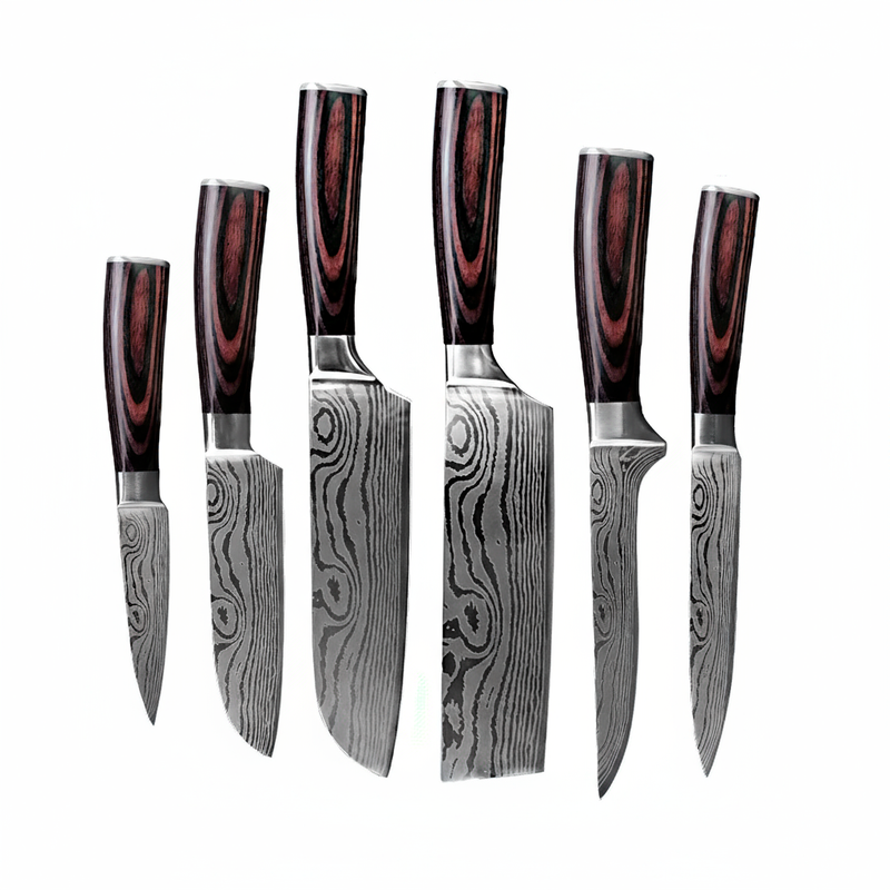 Conjunto de Facas Profissionais em Aço Damasco