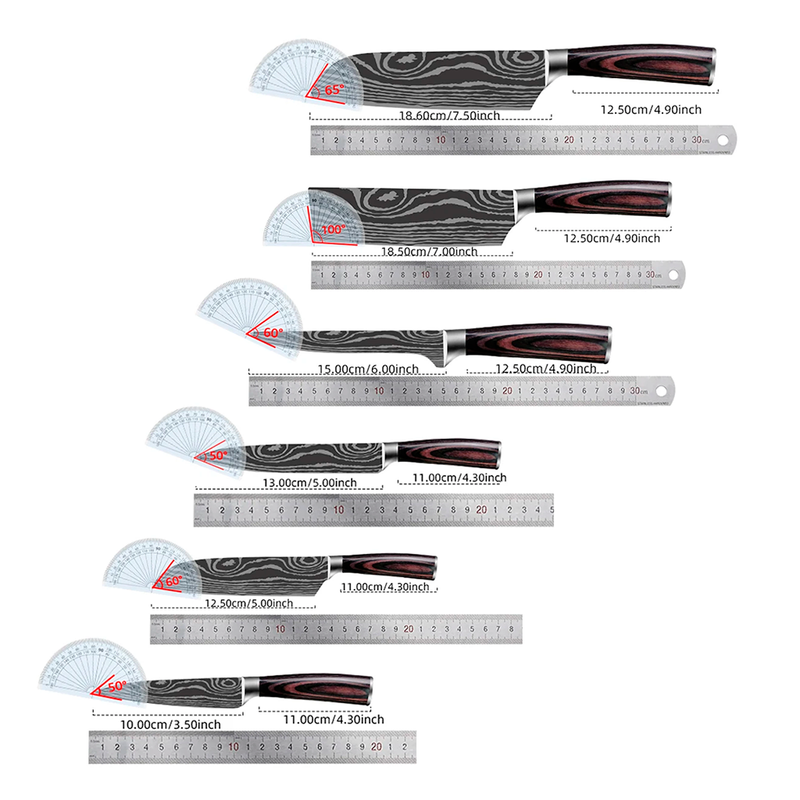 Conjunto de Facas Profissionais em Aço Damasco