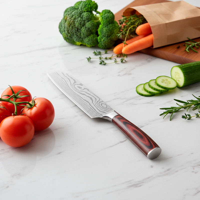 Conjunto de Facas Profissionais em Aço Damasco