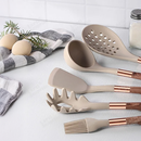Conjunto de 12 Utensílios de Cozinha Premium + Base em Rose Gold