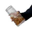 Copo de Vidro Canelado com Canudo