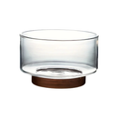 Tigela de Vidro com Base de Madeira