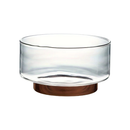 Tigela de Vidro com Base de Madeira