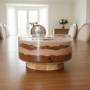 Tigela de Vidro com Base de Madeira