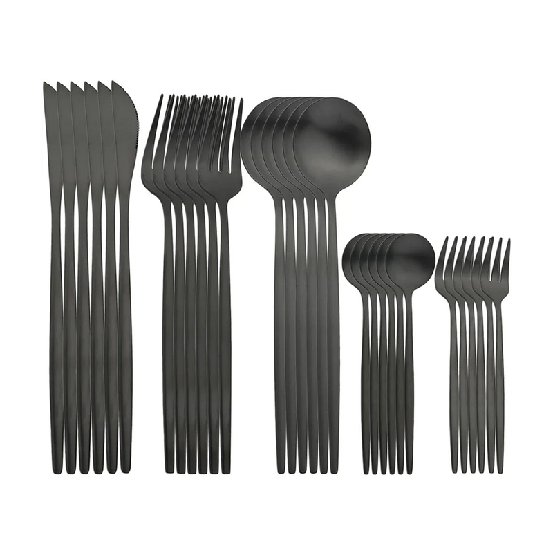 Kit de 30 Talheres Modernos em Aço Inox