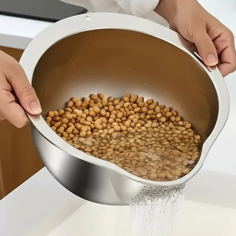 Tigela Escorredora em Aço Inox