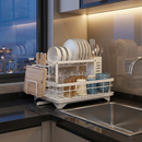 Escorredor de Pratos Ajustável em Aço Inoxidável