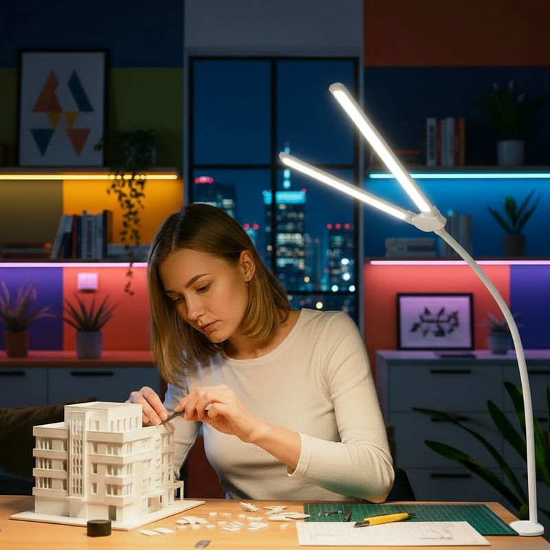 Luminária de Mesa LED Dupla Ajustável