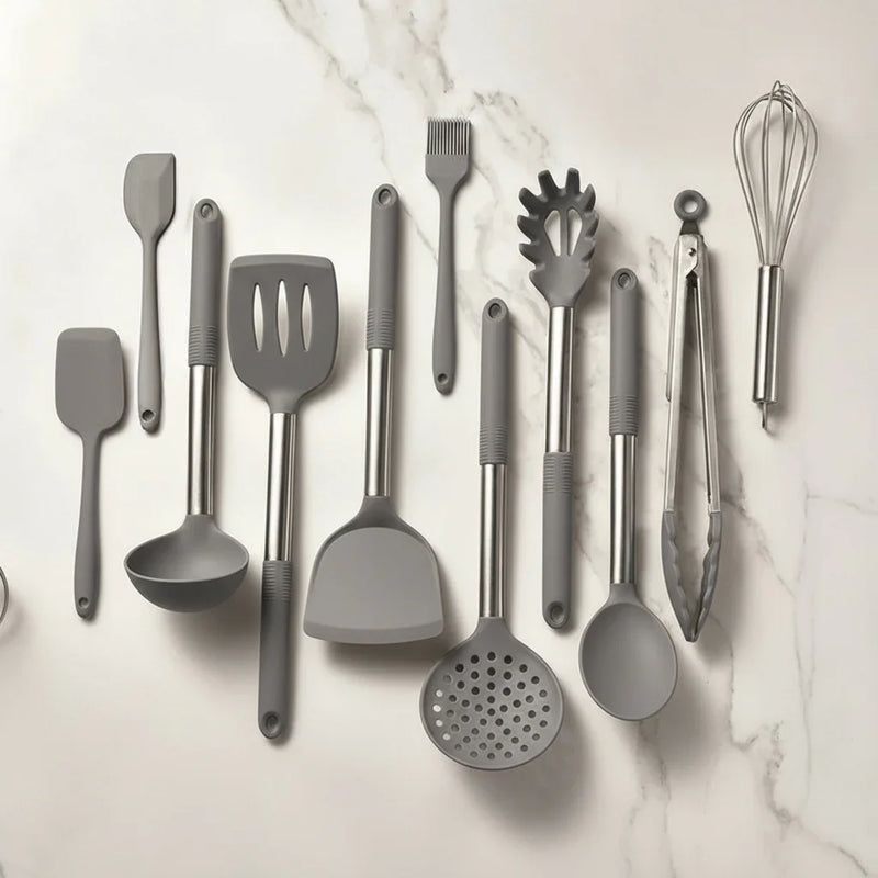 Kit de Utensílios de Cozinha 12 Peças com Base 360°