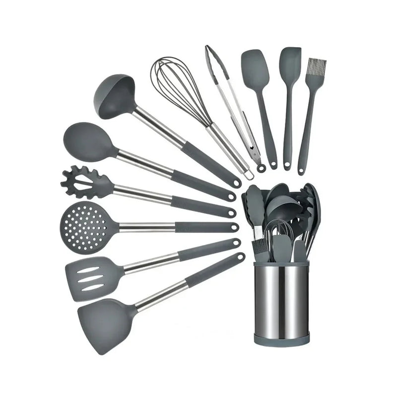 Kit de Utensílios de Cozinha 12 Peças com Base 360°