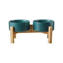 Tigela Pet de Cerâmica com Suporte de Madeira